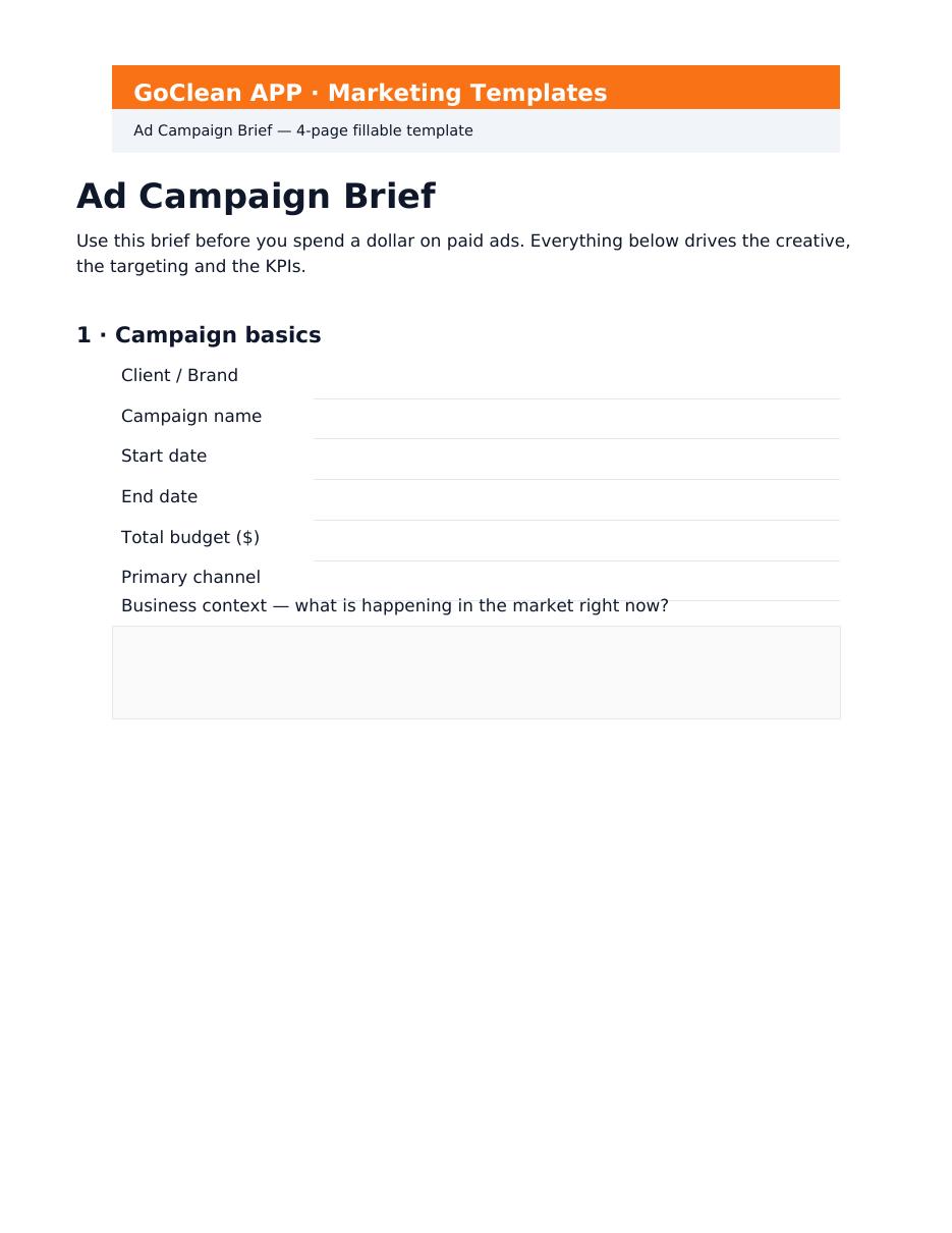 Preview of Ad Campaign Brief